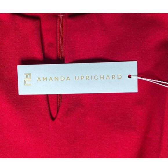 Amanda Uprichard Red Shosha Split Neck Ponte Mini Dress Back Zip Closure Medium - Picture 9 of 16
